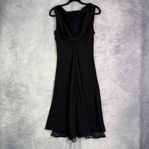 Vintage Black Sleeveless Cowl Neck Dress Sz 6 flowy witchy whimsigoth goth USA